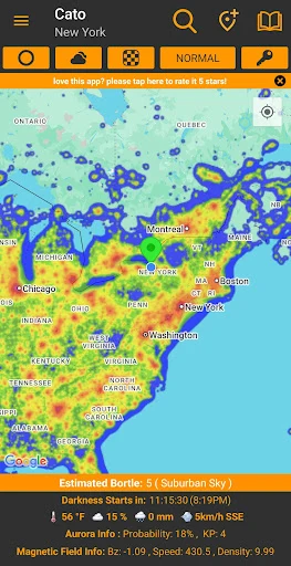 Light Pollution Map screenshot from Google Play